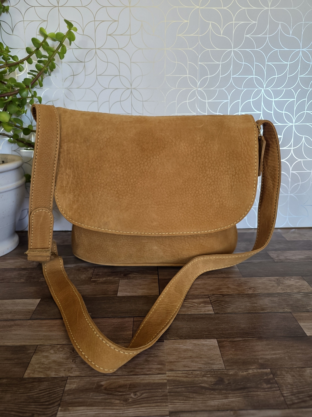 Coach Tan Suede Leather Crossbody Bag